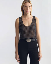 JIN SILK TANK IN BLACK/CREAM SMALL DOT