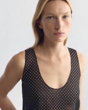 JIN SILK TANK IN BLACK/CREAM SMALL DOT