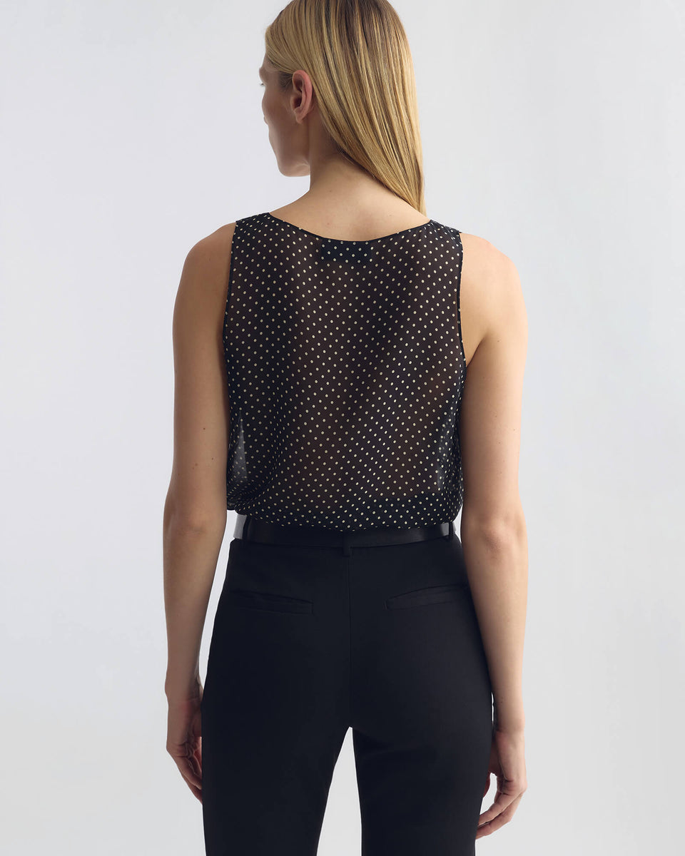 JIN SILK TANK IN BLACK/CREAM SMALL DOT