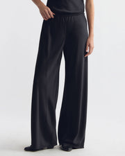 MARLOW WIDE LEG SILK PANT IN JET BLACK