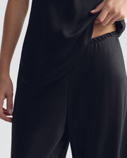MARLOW WIDE LEG SILK PANT IN JET BLACK