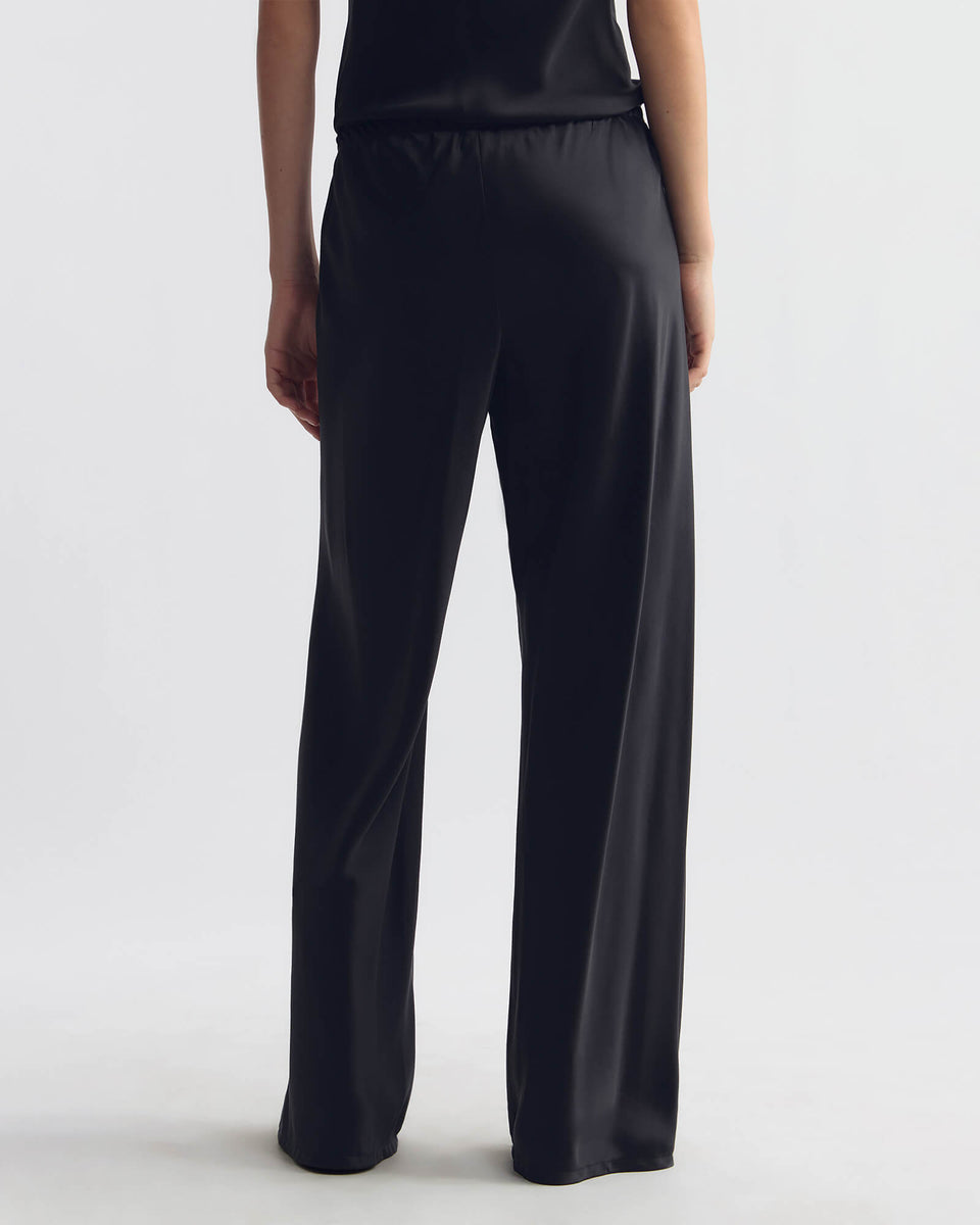 MARLOW WIDE LEG SILK PANT IN JET BLACK