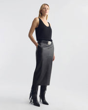 MARIHA LEATHER SKIRT IN BLACK