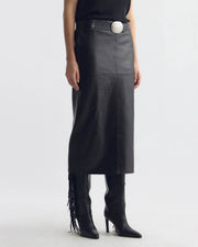 MARIHA LEATHER SKIRT IN BLACK