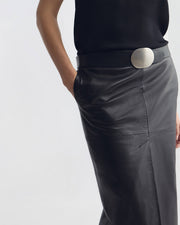 MARIHA LEATHER SKIRT IN BLACK