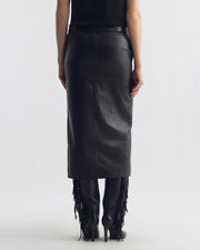 MARIHA LEATHER SKIRT IN BLACK