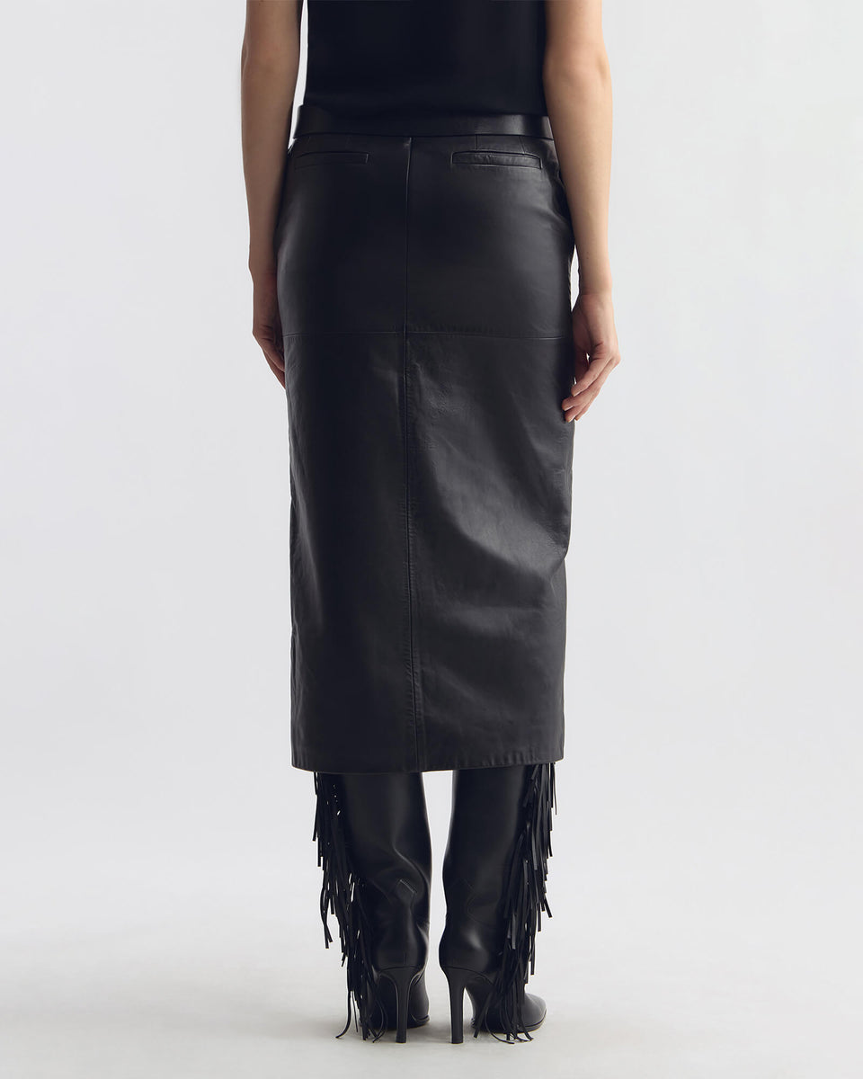 MARIHA LEATHER SKIRT IN BLACK