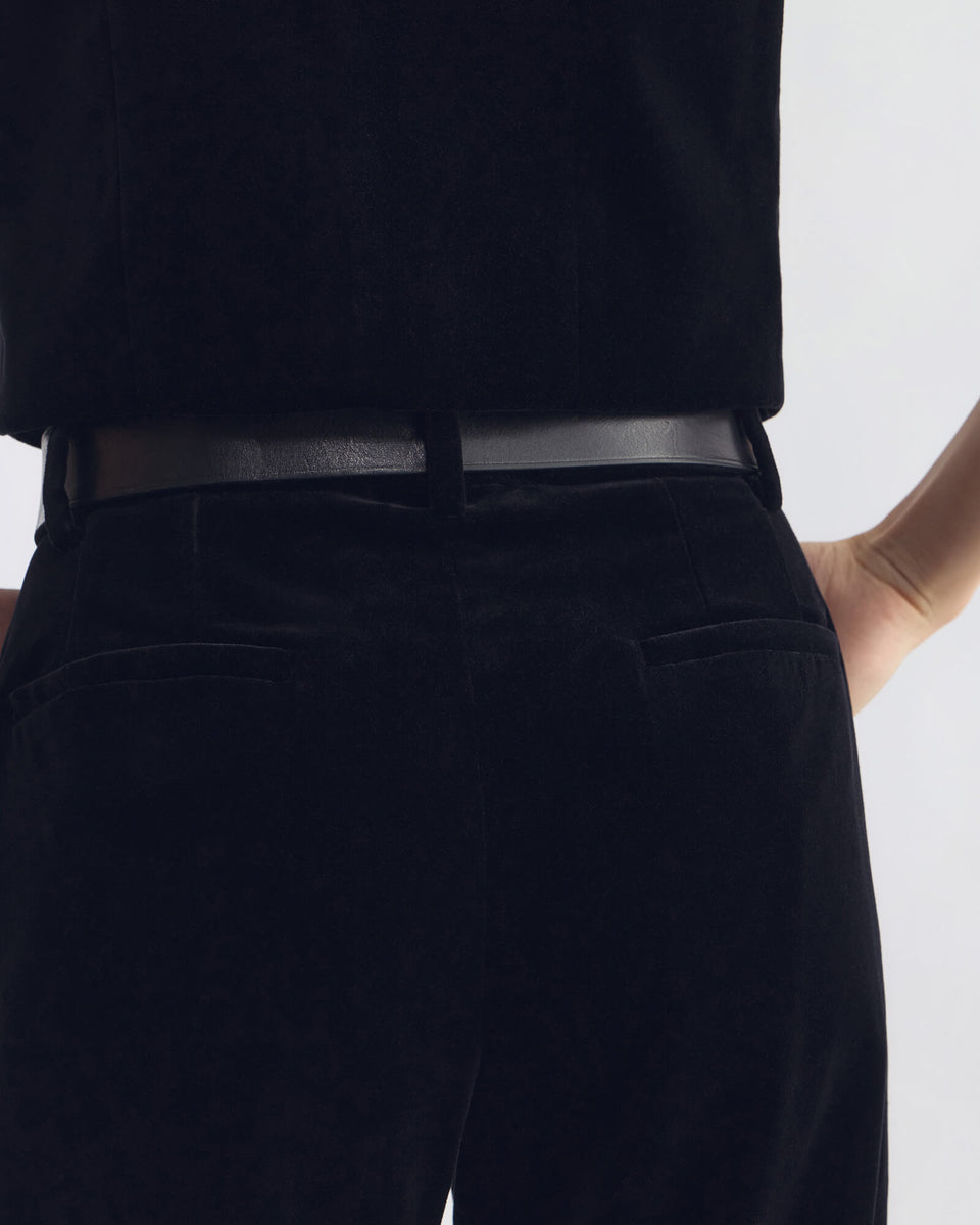 CROPPED CORETTE VELVET PANT IN BLACK