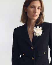 FLORAL SILK BROOCH IN IVORY