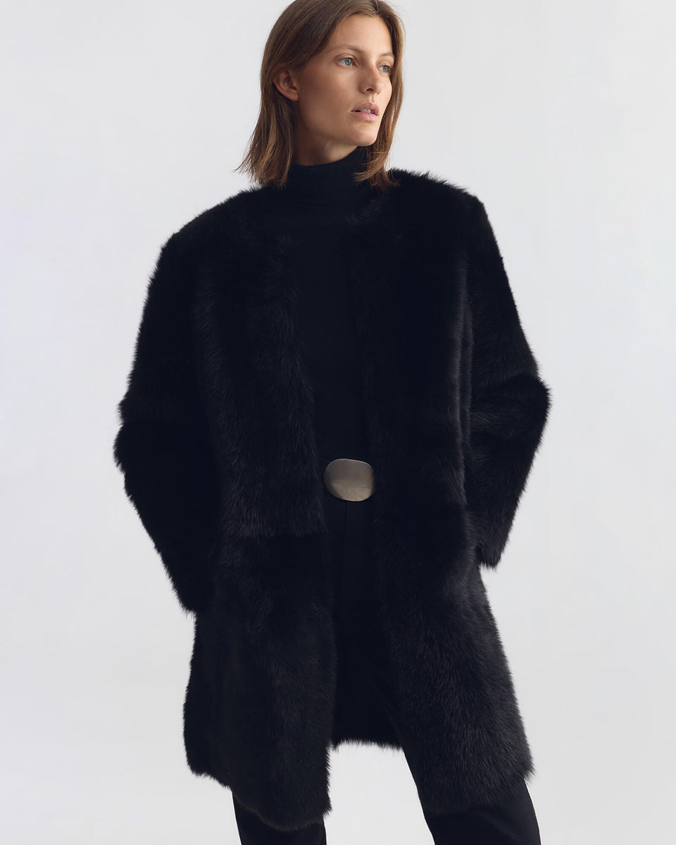 GRISETTE SHEARLING COAT IN BLACK