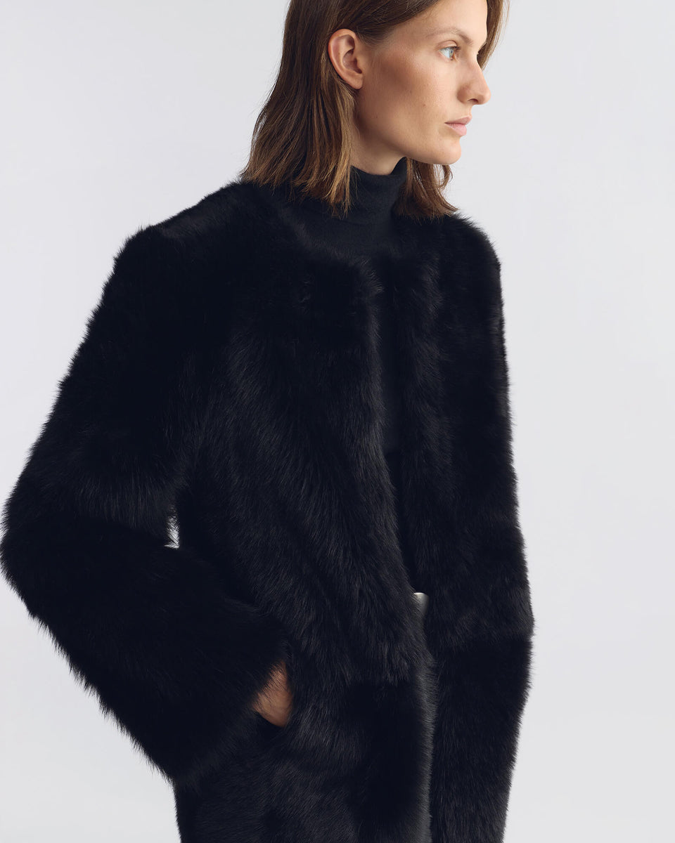 GRISETTE SHEARLING COAT IN BLACK