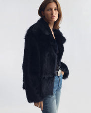 LUCE SHEARLING SHORT COAT IN MIDNIGHT