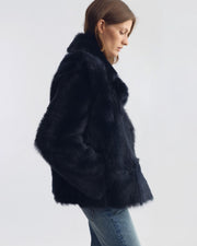 LUCE SHEARLING SHORT COAT IN MIDNIGHT