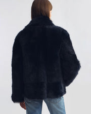 LUCE SHEARLING SHORT COAT IN MIDNIGHT
