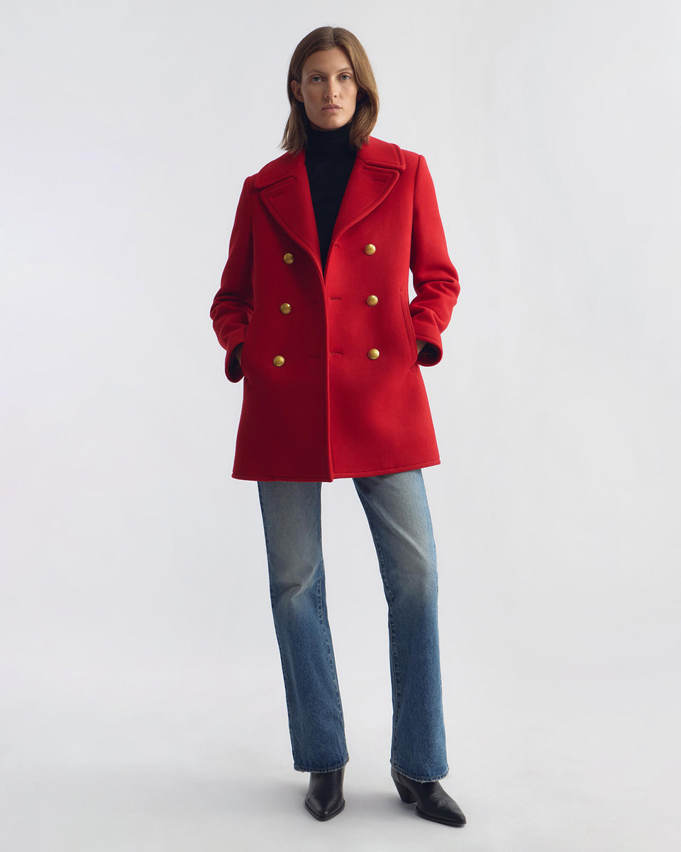 CASH WOOL PEACOAT IN RED
