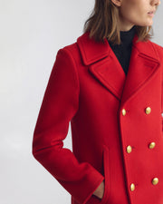 CASH WOOL PEACOAT IN RED