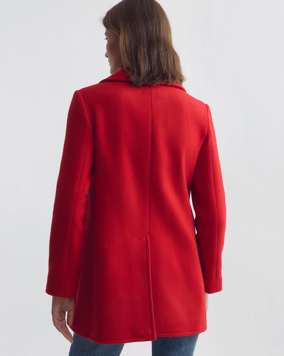 CASH WOOL PEACOAT IN RED