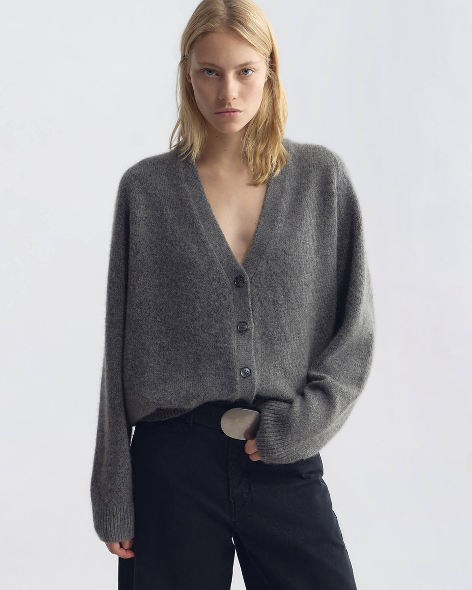 TANYA CARDIGAN IN CHARCOAL HEATHER