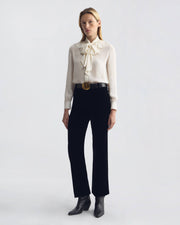 LYA RUFFLE TIE SILK BLOUSE IN IVORY