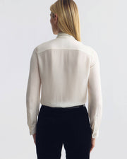 LYA RUFFLE TIE SILK BLOUSE IN IVORY