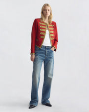 JONI WOOL JACKET IN RED W/ GOLD