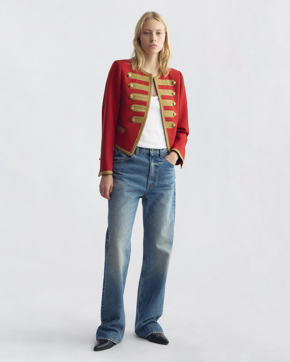 JONI WOOL JACKET IN RED W/ GOLD