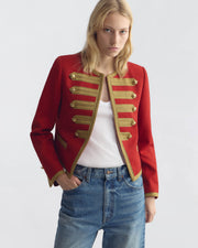 JONI WOOL JACKET IN RED W/ GOLD