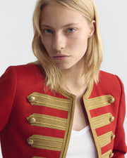 JONI WOOL JACKET IN RED W/ GOLD