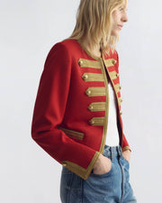 JONI WOOL JACKET IN RED W/ GOLD