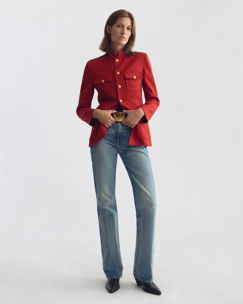 ROSEMONDE WOOL JACKET IN RED W/ BLACK