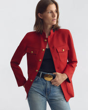 ROSEMONDE WOOL JACKET IN RED W/ BLACK