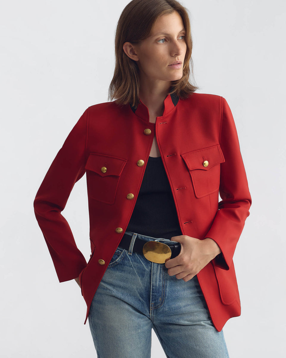 ROSEMONDE WOOL JACKET IN RED W/ BLACK