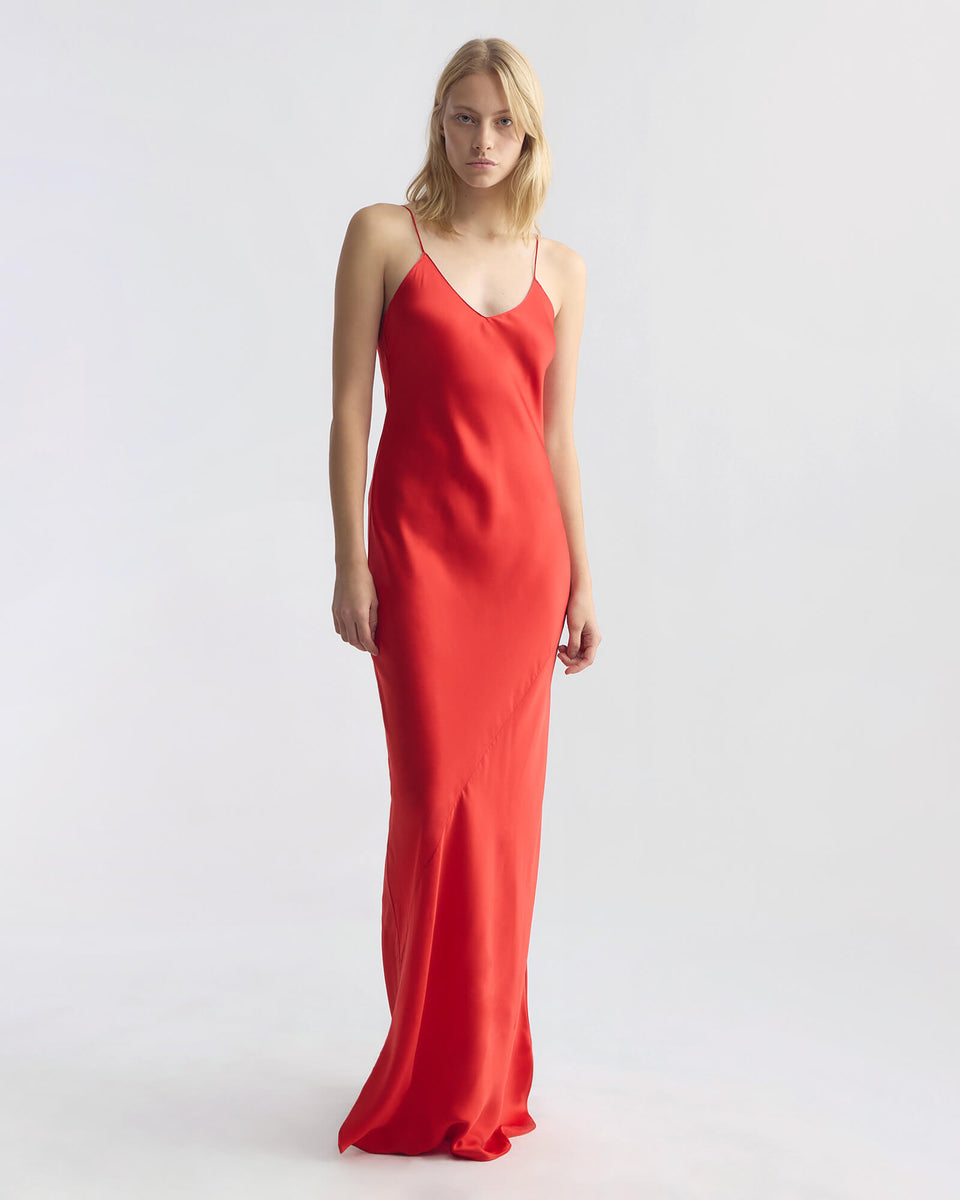 CAMI SILK GOWN IN RED