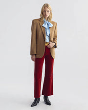 CROPPED CORETTE VELVET PANT IN CRIMSON