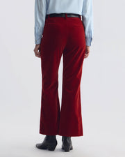 CROPPED CORETTE VELVET PANT IN CRIMSON