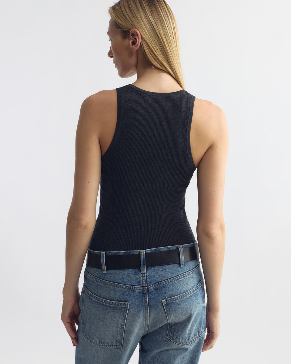 LOTTIE WOOL TANK IN DARK CHARCOAL MELANGE