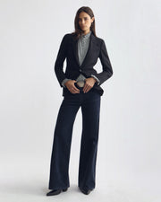ELIO COTTON SHIRT IN DARK NAVY/WHITE STRIPE