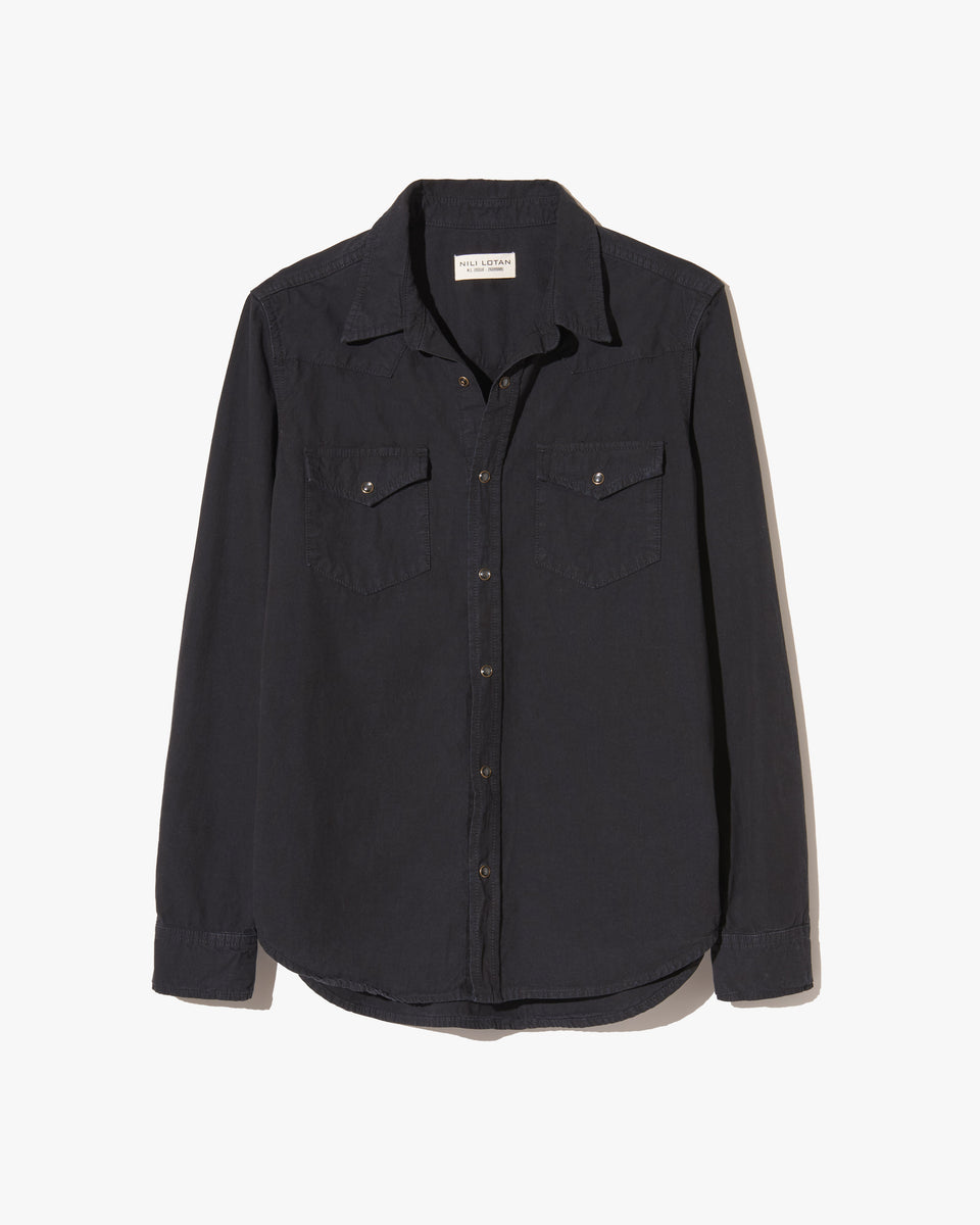 TRAVIS DENIM SHIRT IN BLACK