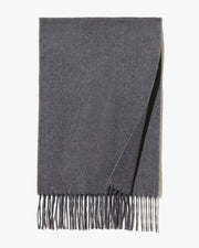 CASHMERE WOVEN SCARF IN DARK CHARCOAL HERRIBONE