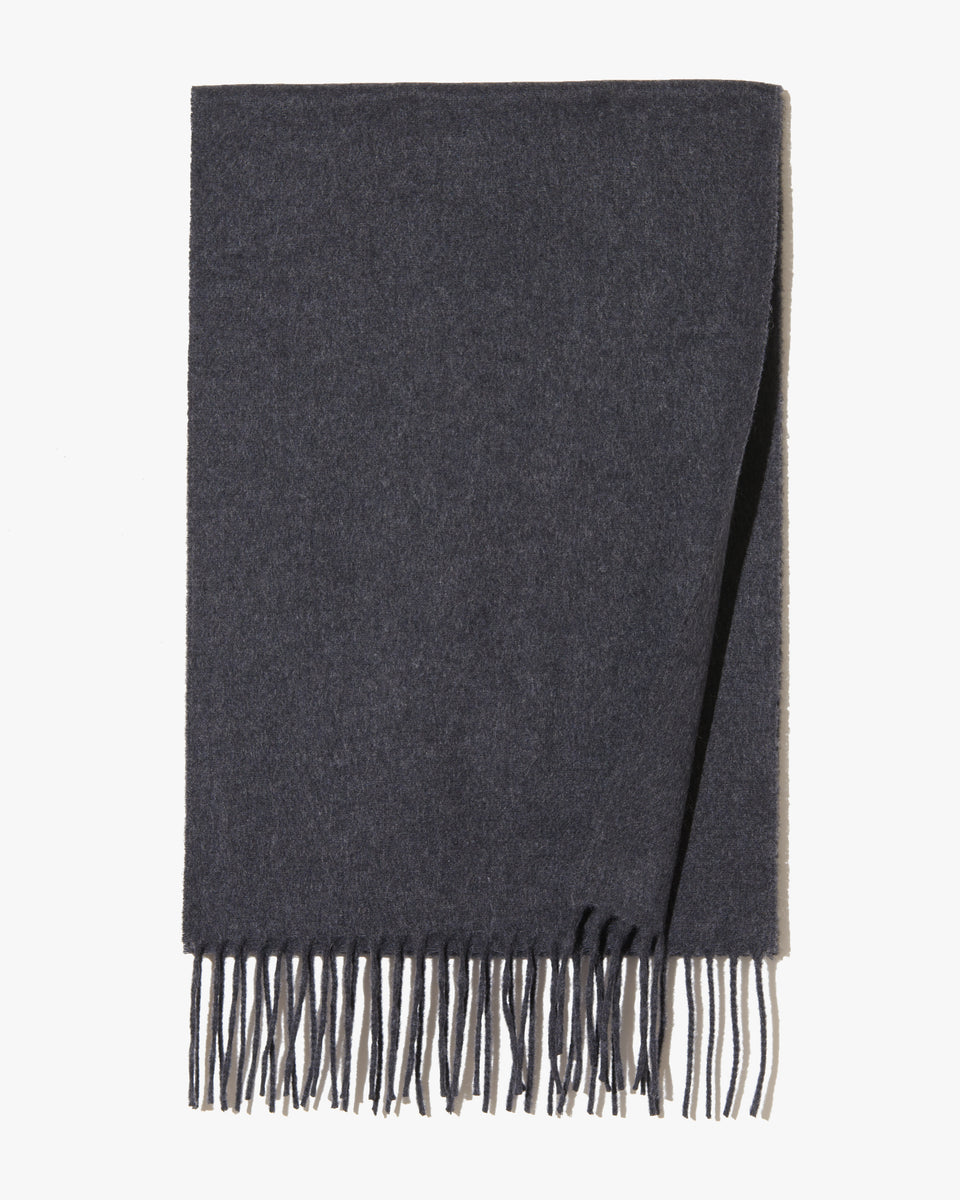 CASHMERE WOVEN SCARF IN DARK CHARCOAL