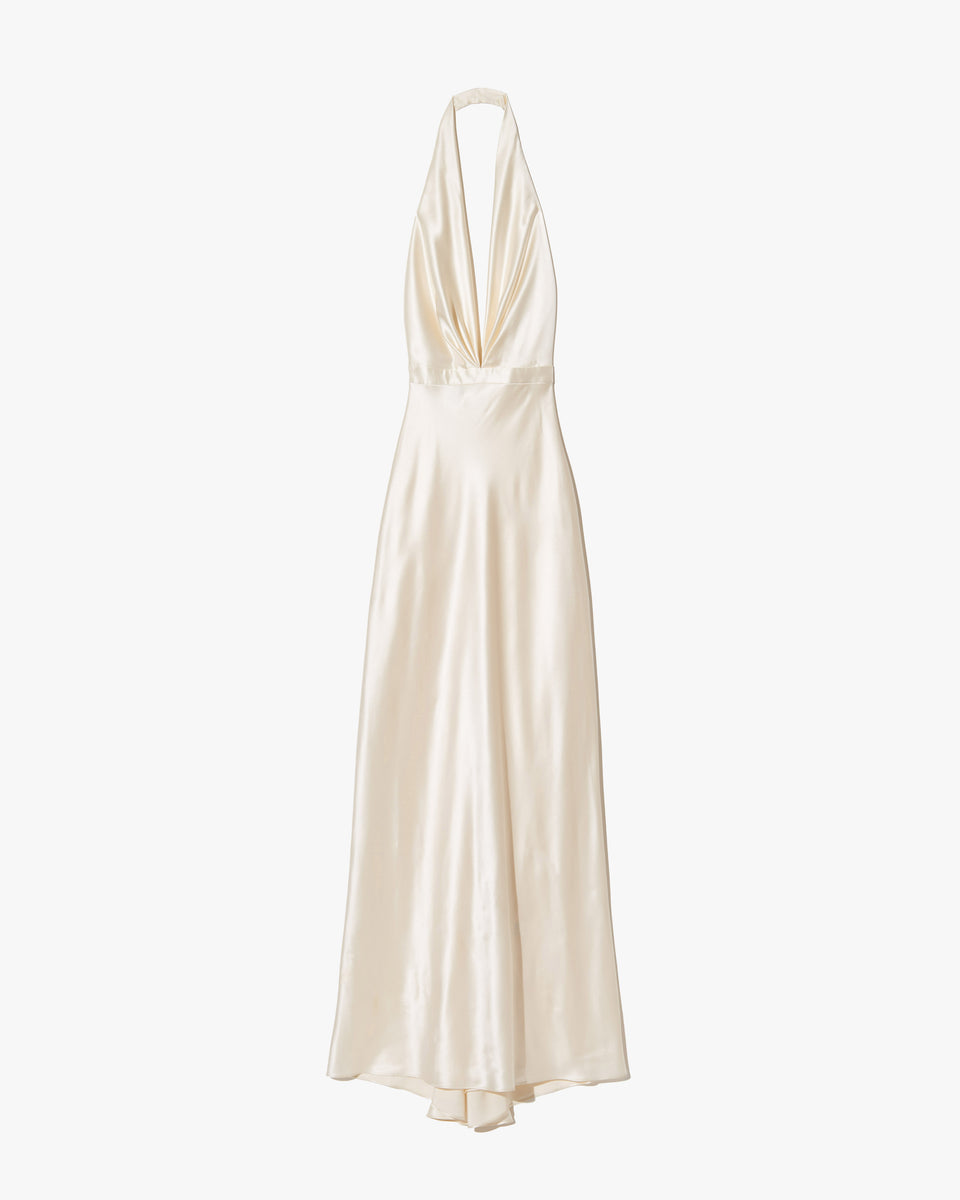 ESSY SILK GOWN | Women's Plunging Halterneck Floor Length Charmeuse | Nili Lotan ESSY SILK GOWN | Women's Plunging Halterneck Floor Length Charmeuse | Nili Lotan