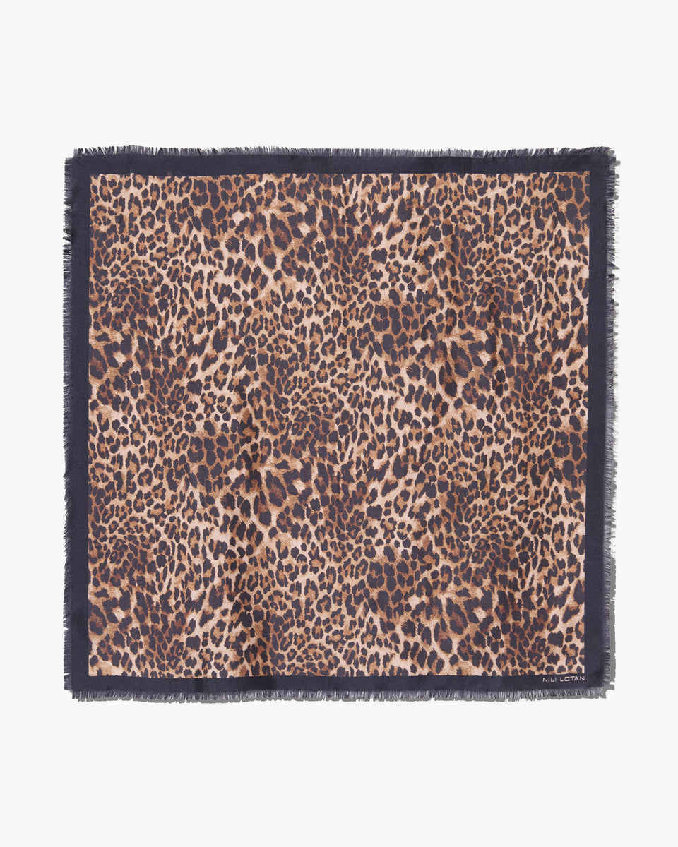 LEOPARD SILK TWILL SCARF IN VINTAGE LEOPARD PRINT
