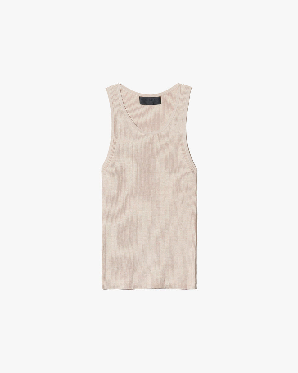 LOTTIE SILK KNIT TANK IN STONE