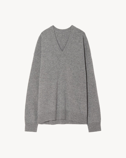 HAGEN CASHMERE SWEATER IN LIGHT GREY MELANGE