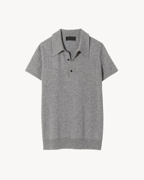 MILOS CASHMERE POLO IN LIGHT GREY MELANGE