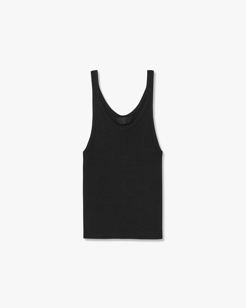 SELAH SILK KNIT TANK IN BLACK