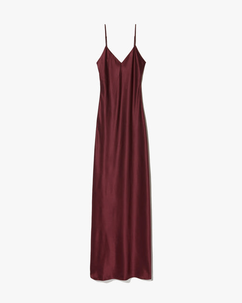 CAMI SILK GOWN IN CLARET