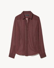 GAIA SILK SHIRT IN BORDEAUX/CREAM DOTS