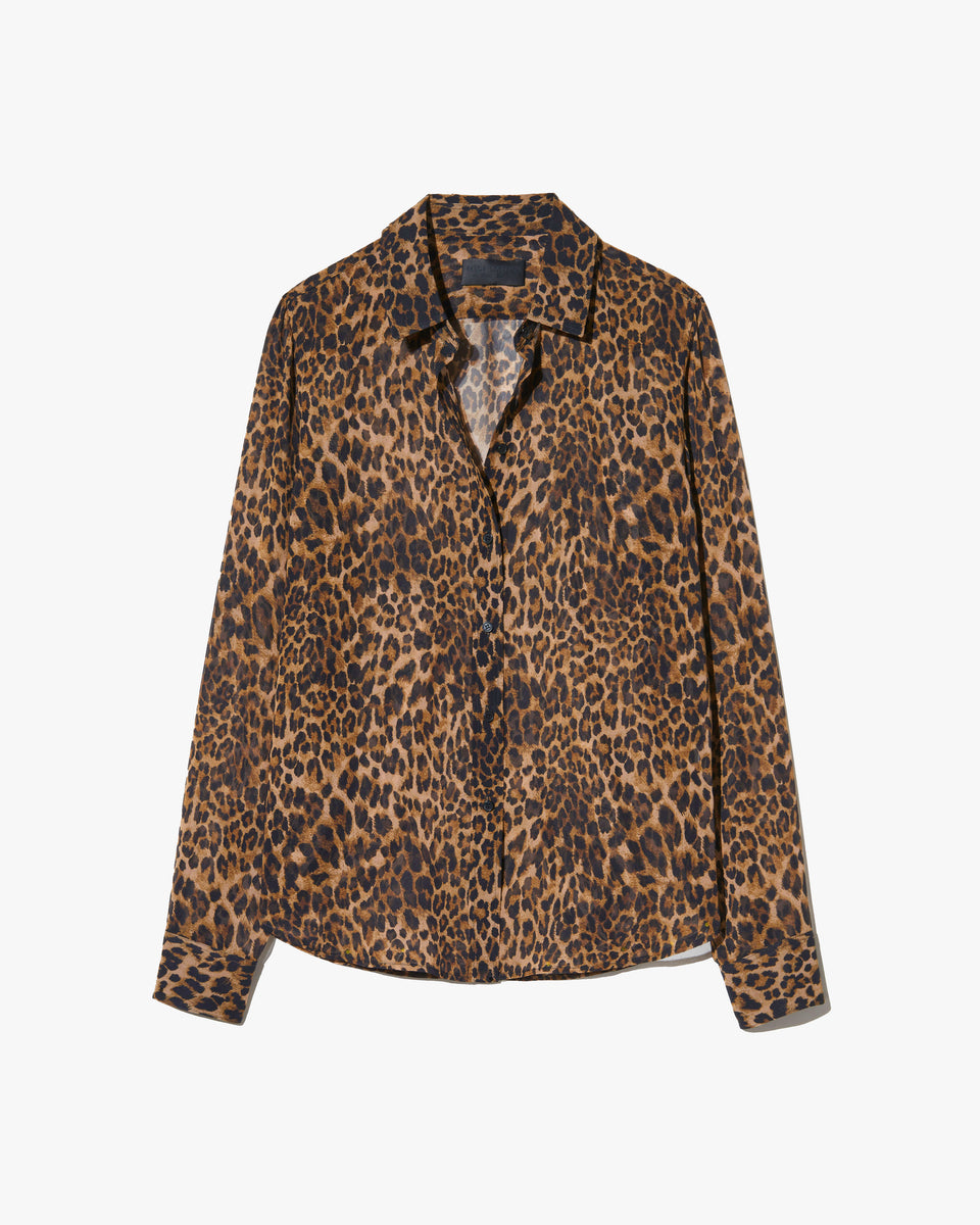 GAIA SILK SHIRT IN VINTAGE LEOPARD PRINT