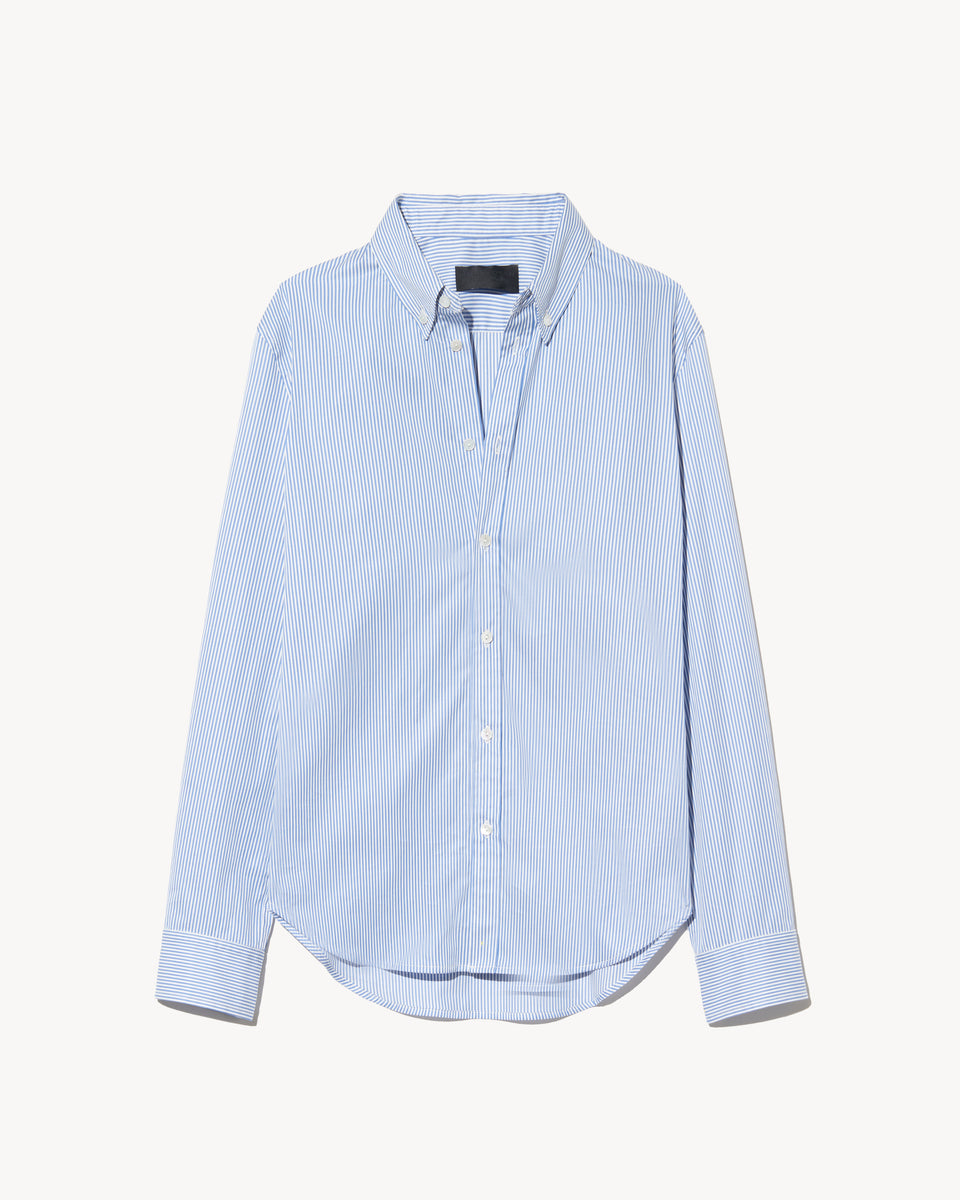 DYLLAN SHIRT IN IVORY/BLUE STRIPES